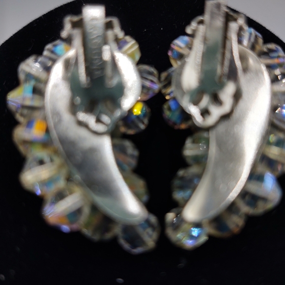 Vintage Clip Crystal Earrings Langua Napier Patent Pending - Picture 2 of 8